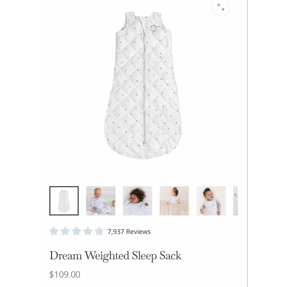 Dreamland Baby White Gray Star Dream Weighted Sleep Sack 6-12 Months Boy Girl - Picture 6 of 8